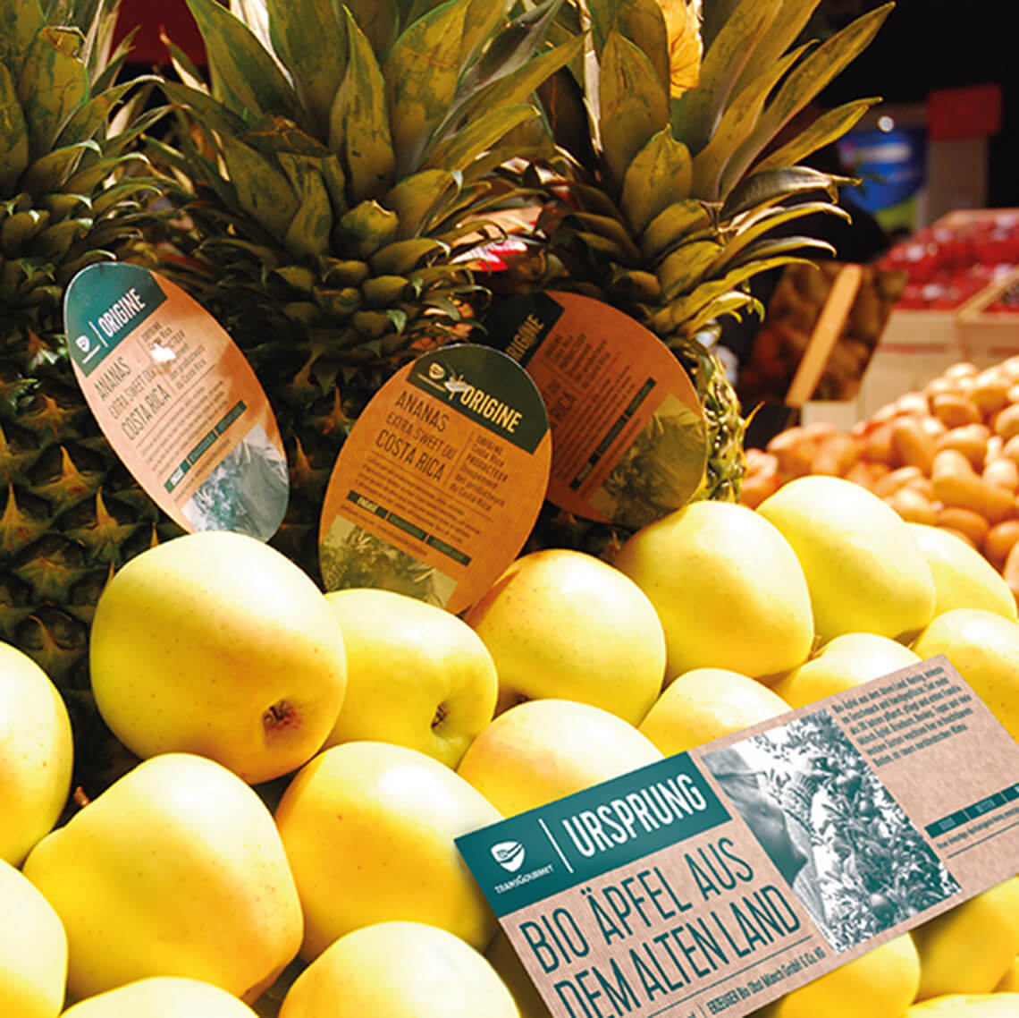 Transgourmet Origine Etiketten Aepfel Ananas